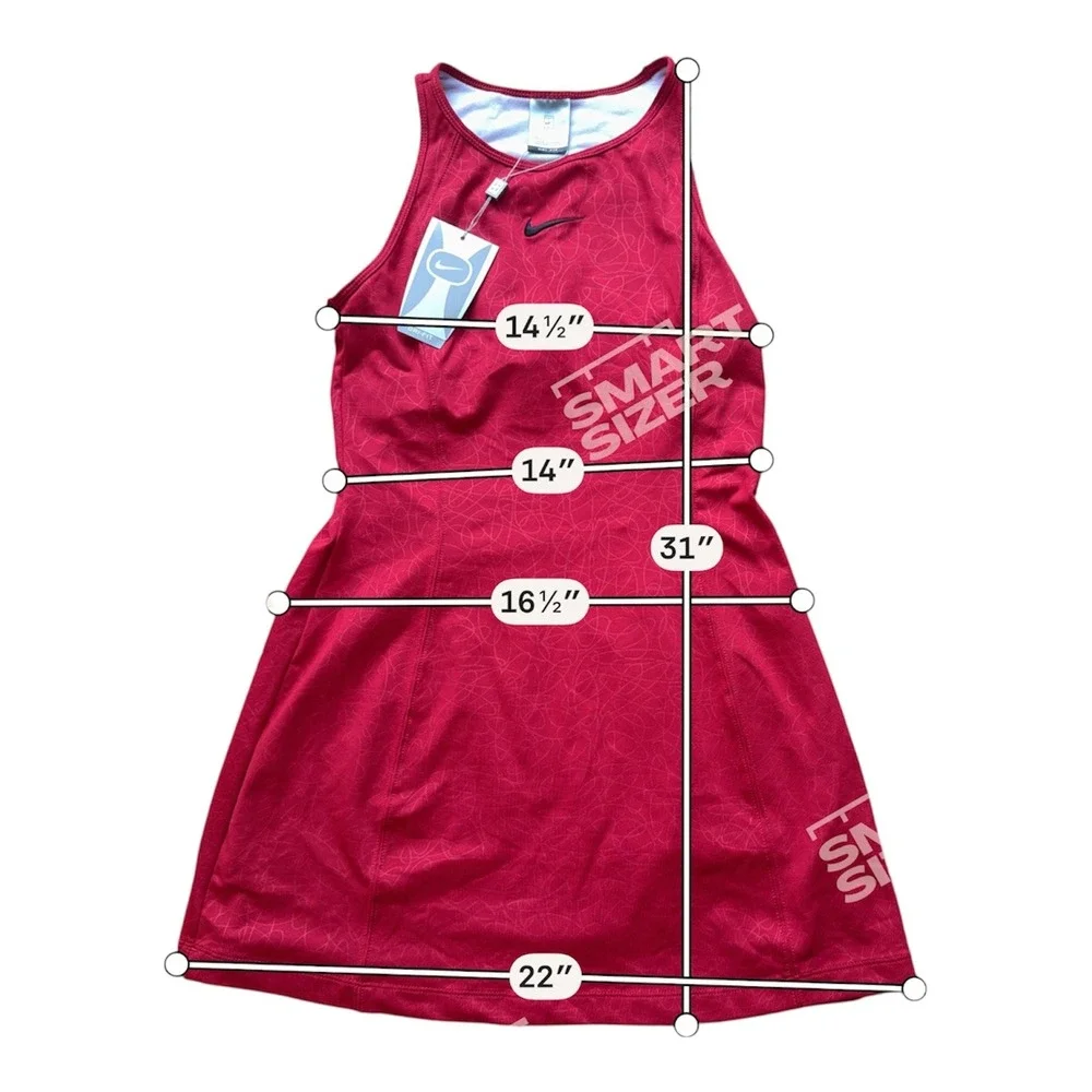 Nike Court Red Scribble Print Dri-FIT Tennis Dress Womens XS Racerback NWT